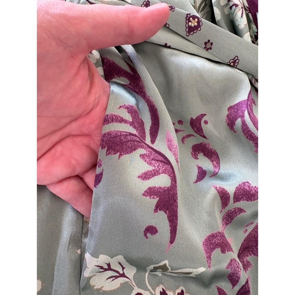 Halston Satin Long Robe Floral Wrap Kimono Loungewear Regencycore Boho L/XL - Picture 6 of 11